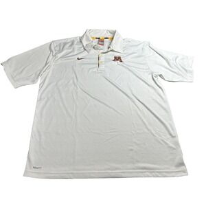 Vintage Nike Team Minnesota Golden Gophers‎ Polo Shirt Mens L White 90s *SPOTS